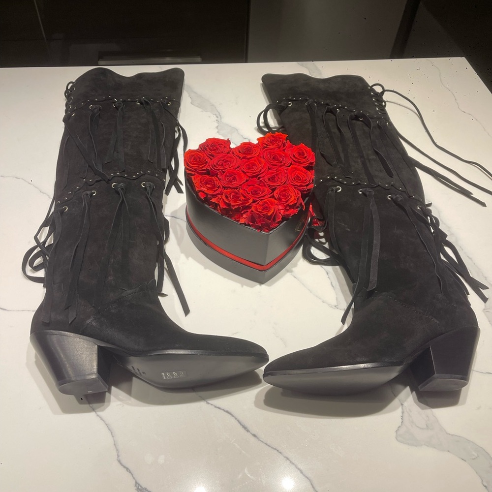 Giuseppe Zanotti Black Over the Knee Boots Size 39 New